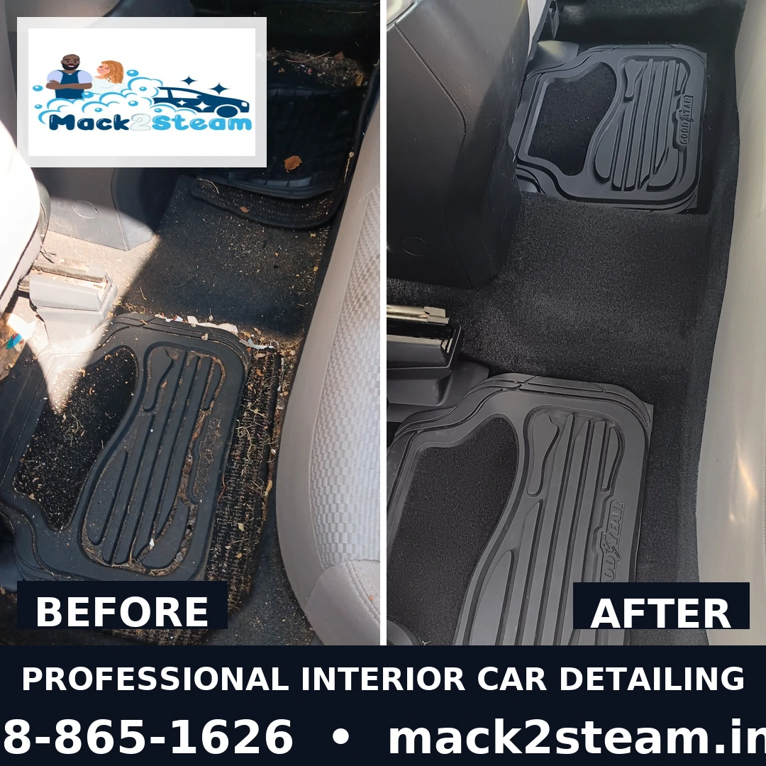 Hot-water extraction lifting salt and stains from vehicle carpets during interior car detailing in La Crosse, WI