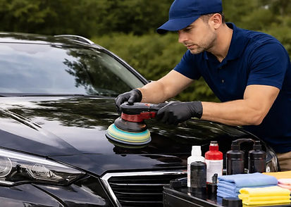 Paint correction service using machine polishing to restore gloss and remove swirl marks