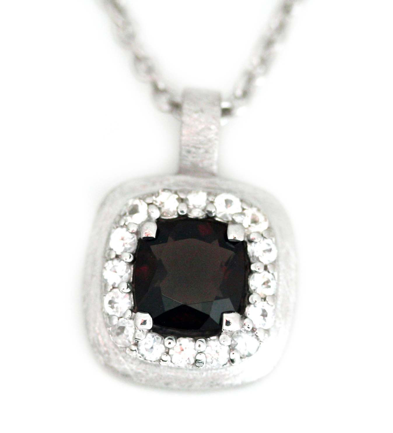 Garnet & White Sapphire Pendant & Chain