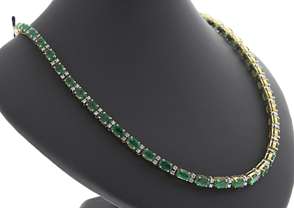 Thumbnail: Emerald and Diamond Line Necklace