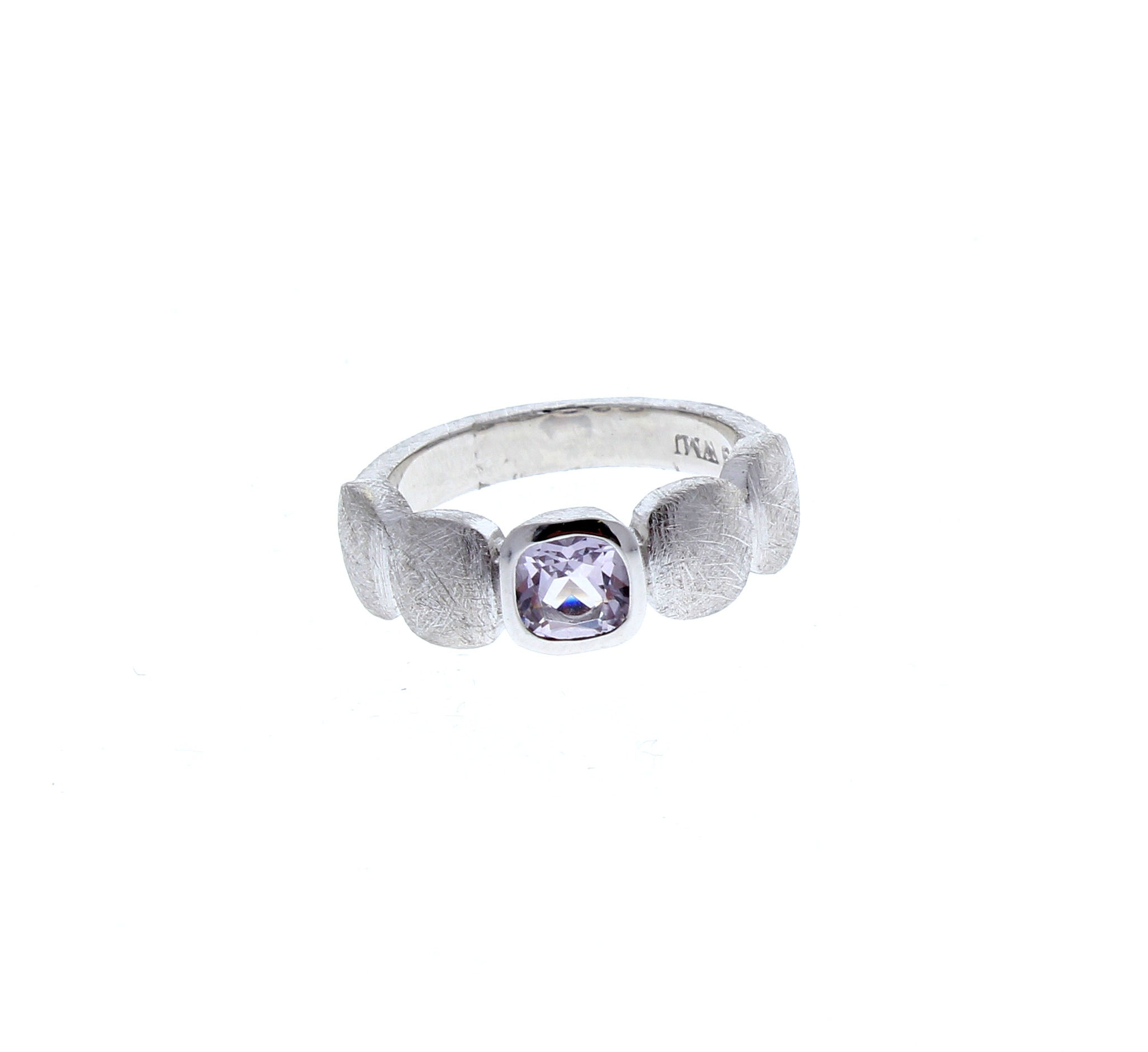 Pink Amethyst Cushion Bezel Set Band