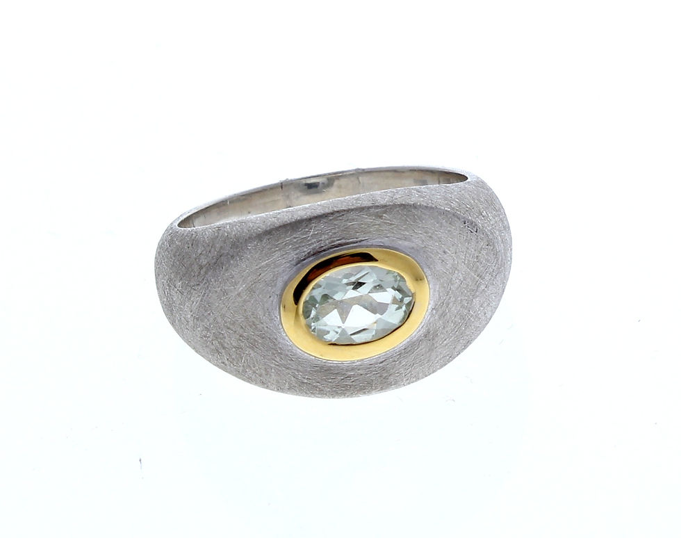 Thumbnail: Green Amethyst Oval Bezel Set Ring
