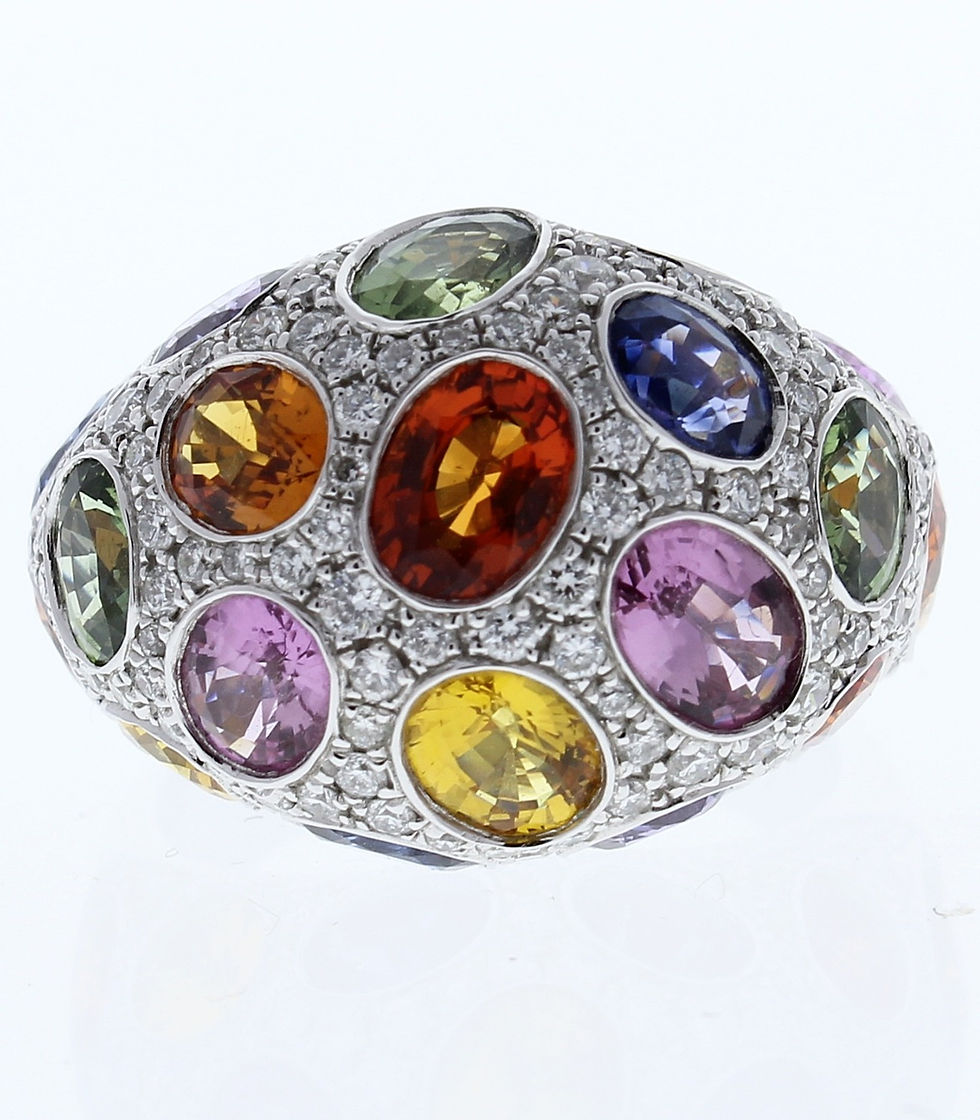 Thumbnail: Multi Color Sapphire & Diamond Ring