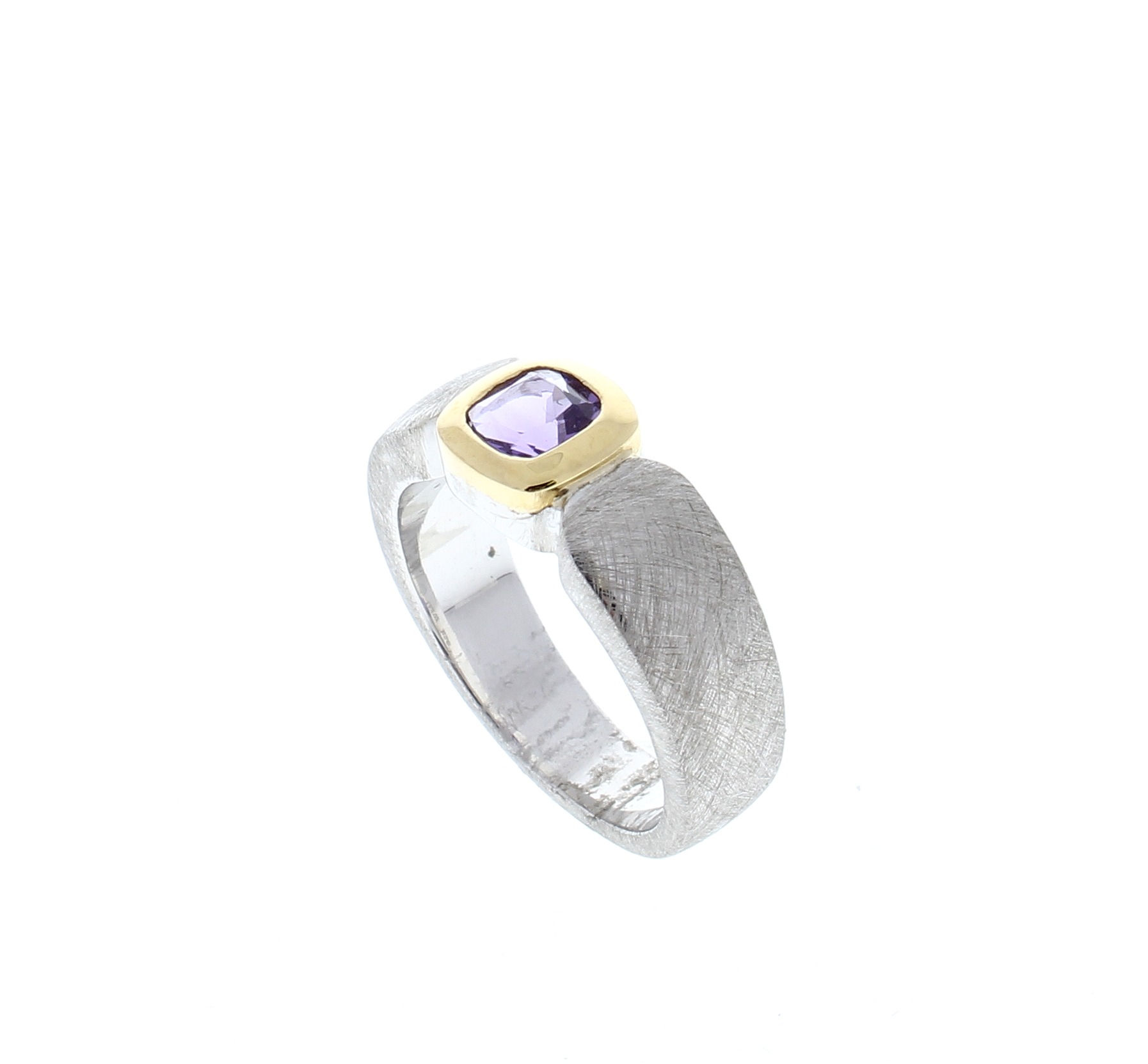 Amethyst Two Tone Tapered Band