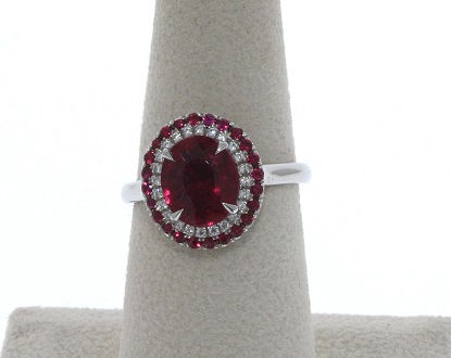 Tourmaline, Diamond and Ruby Ring