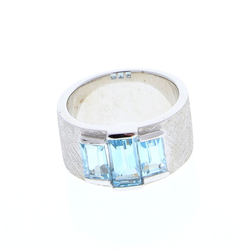 Thumbnail: Three Baguette Blue Topaz Ring