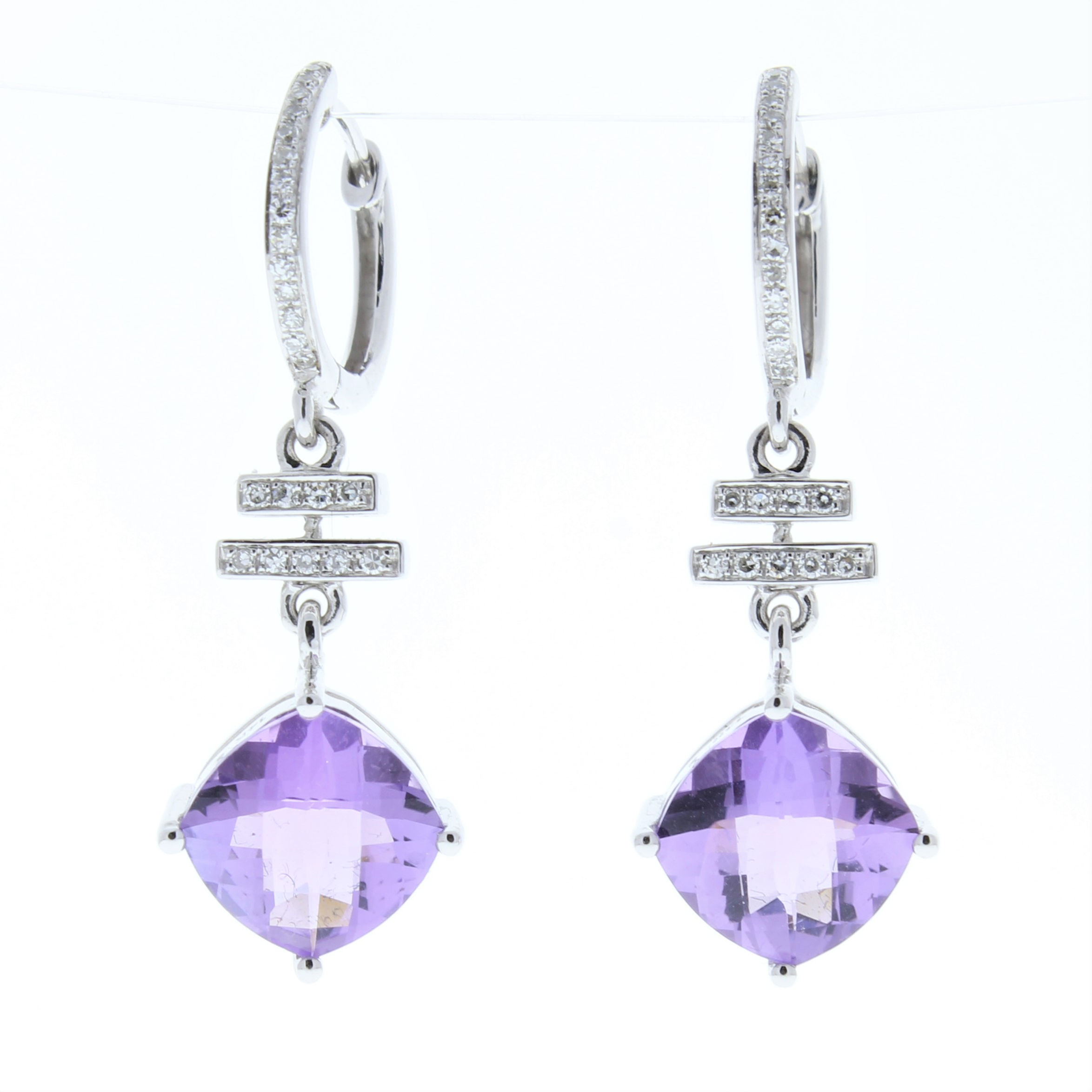 Amethyst and Diamond Dangle Earrings