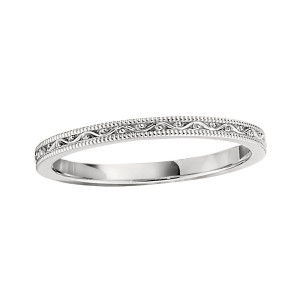 Jabel 14KT White Gold Milgrain Edge Band