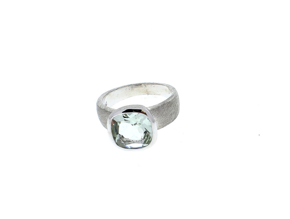 Thumbnail: Cushion Green Amethyst Ring