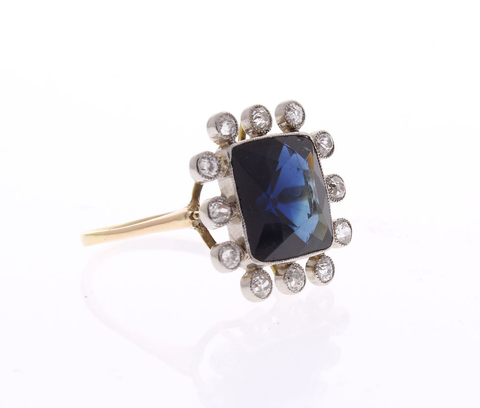 Thumbnail: Natural Sapphire and Diamond Ring