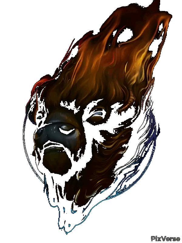 Black Bison Gif Logo with flaming bison head