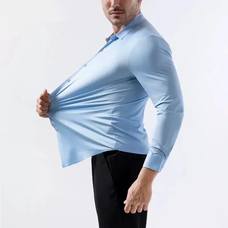 Thumbnail: Men's Premium Non-Iron Stretch Dress Shirt – Long Sleeve Business Casual