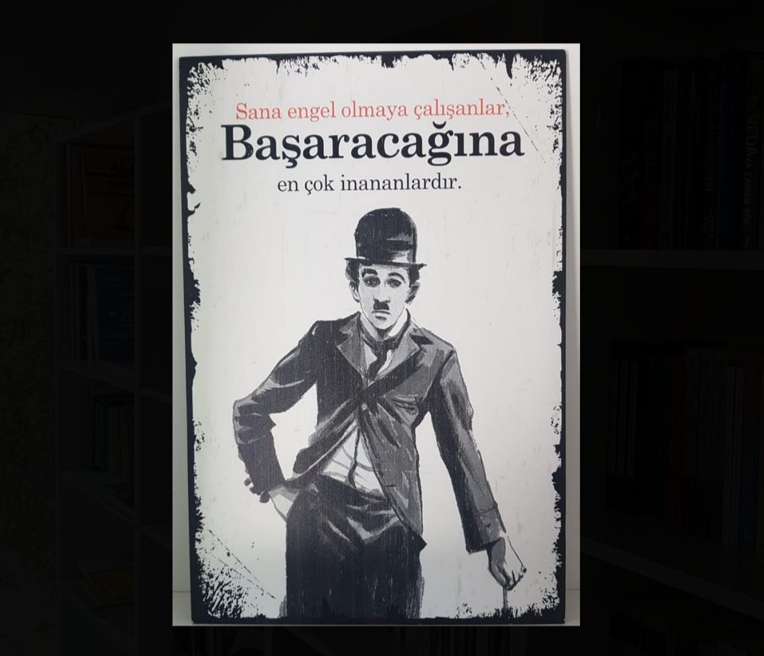 Charlie Chaplin Retro Ahşap Poster