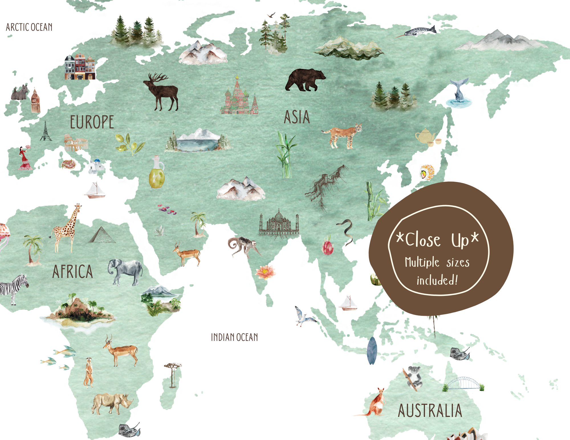 Watercolored Green Atlas