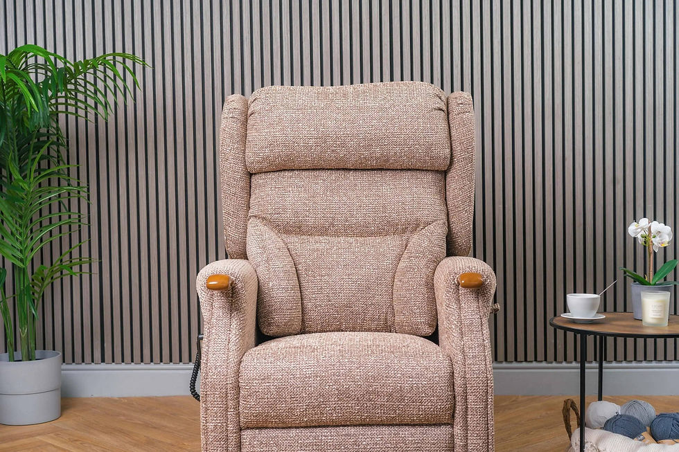 Beige fabric power recliner chair