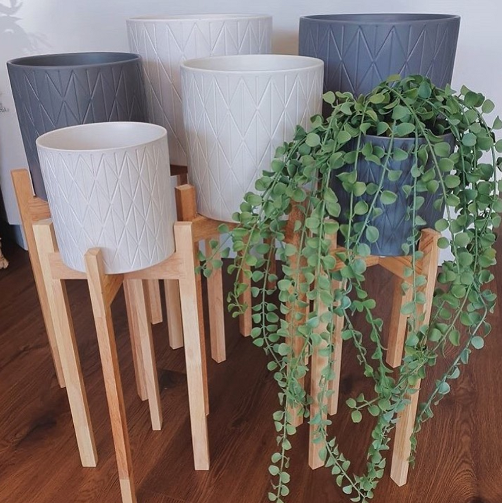 Thumbnail: Heidi Ceramic Pot with Wooden Stands White (HXZ668SWS)
