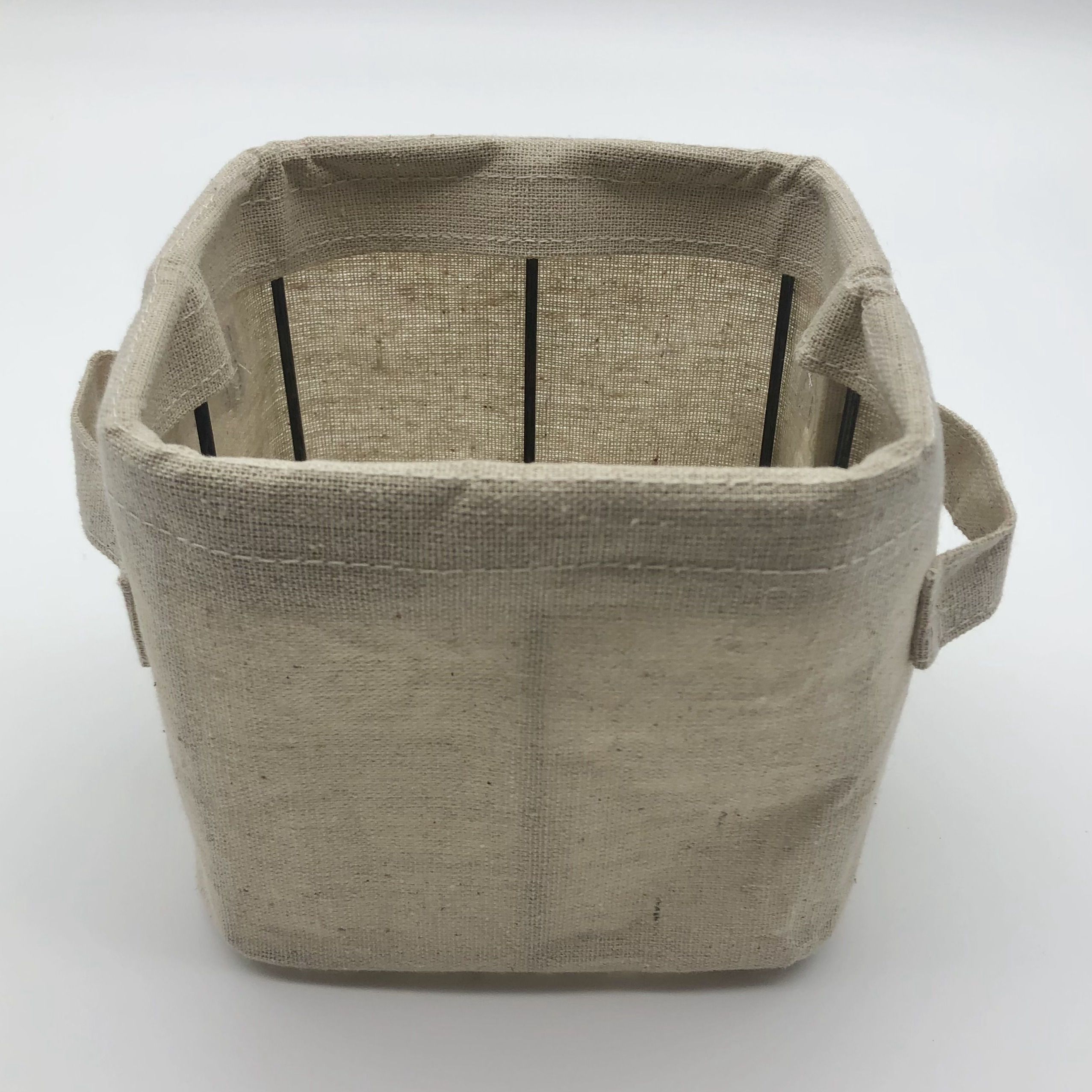 Hessian Square Basket with Handle (0035)