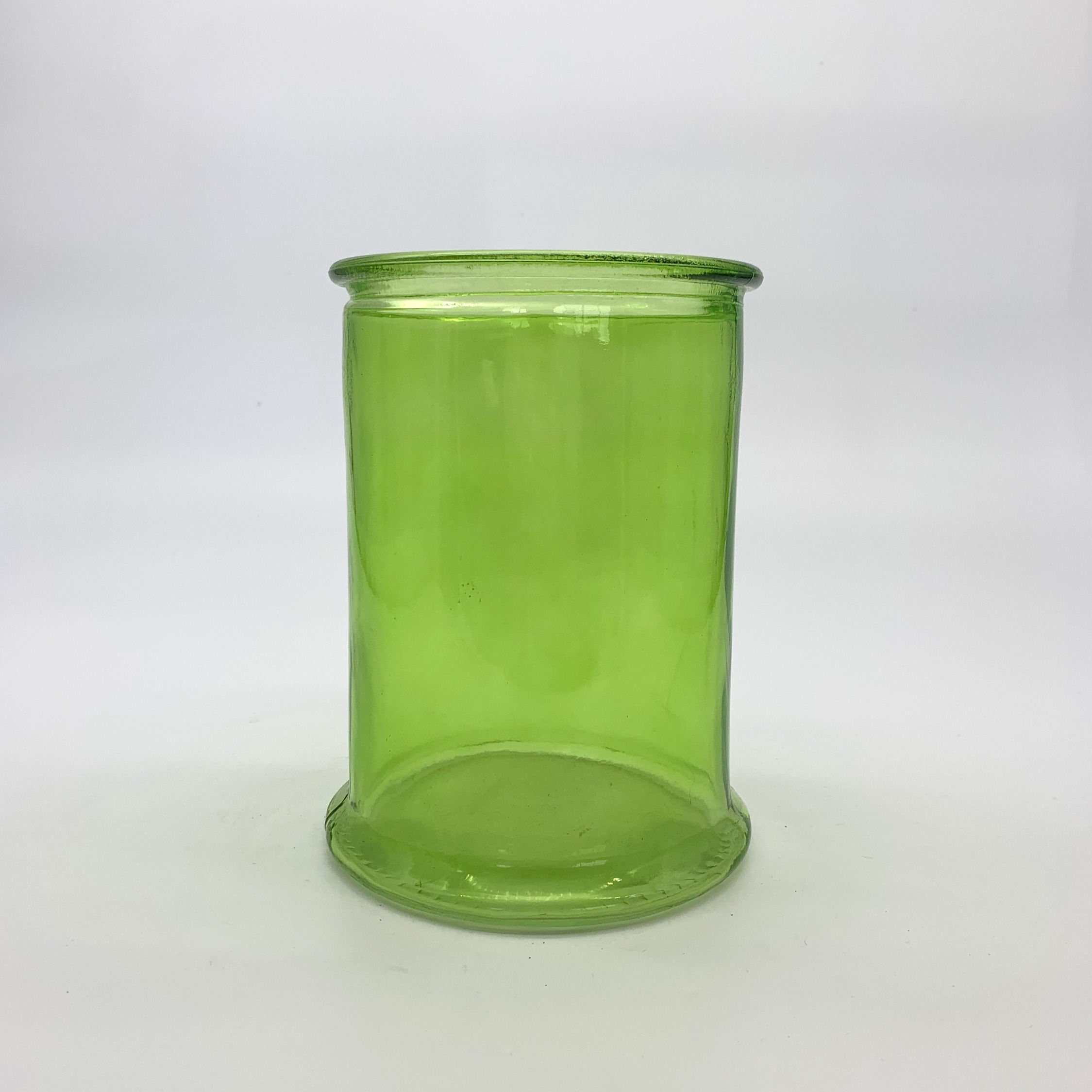 Recycled Vase: Green Clear Rim Cylinder (HWG1217,HWG1222)
