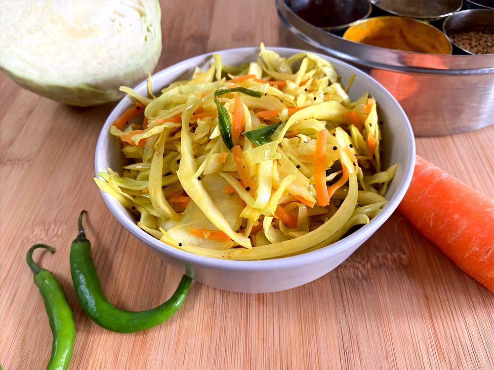 Gujarati Sambharo Warm Cabbage Salad Recipe