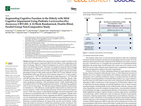 듀오락 CBT 유산균으로 고령층 경도인지장애 개선 효과 입증