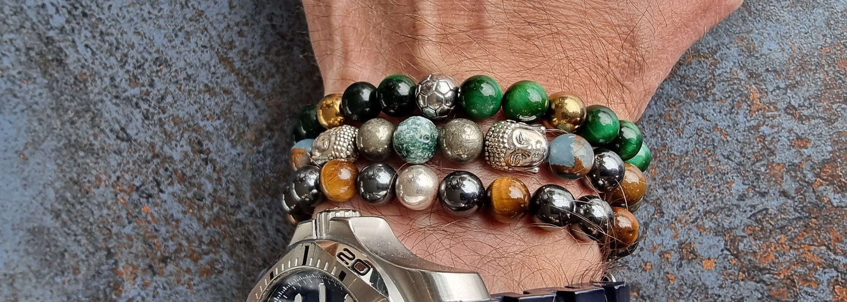 Male hand with bracelet stacking from CPH'ATTITUDE