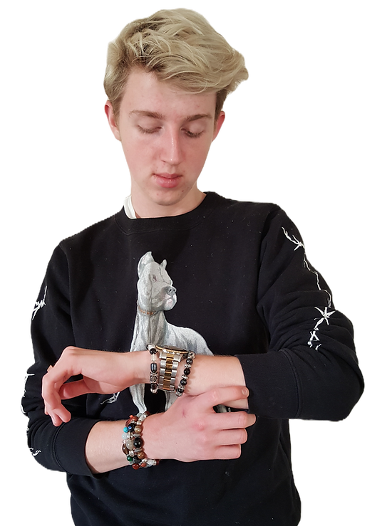 Young male model wearing CPH'ATTITUDE bracelets