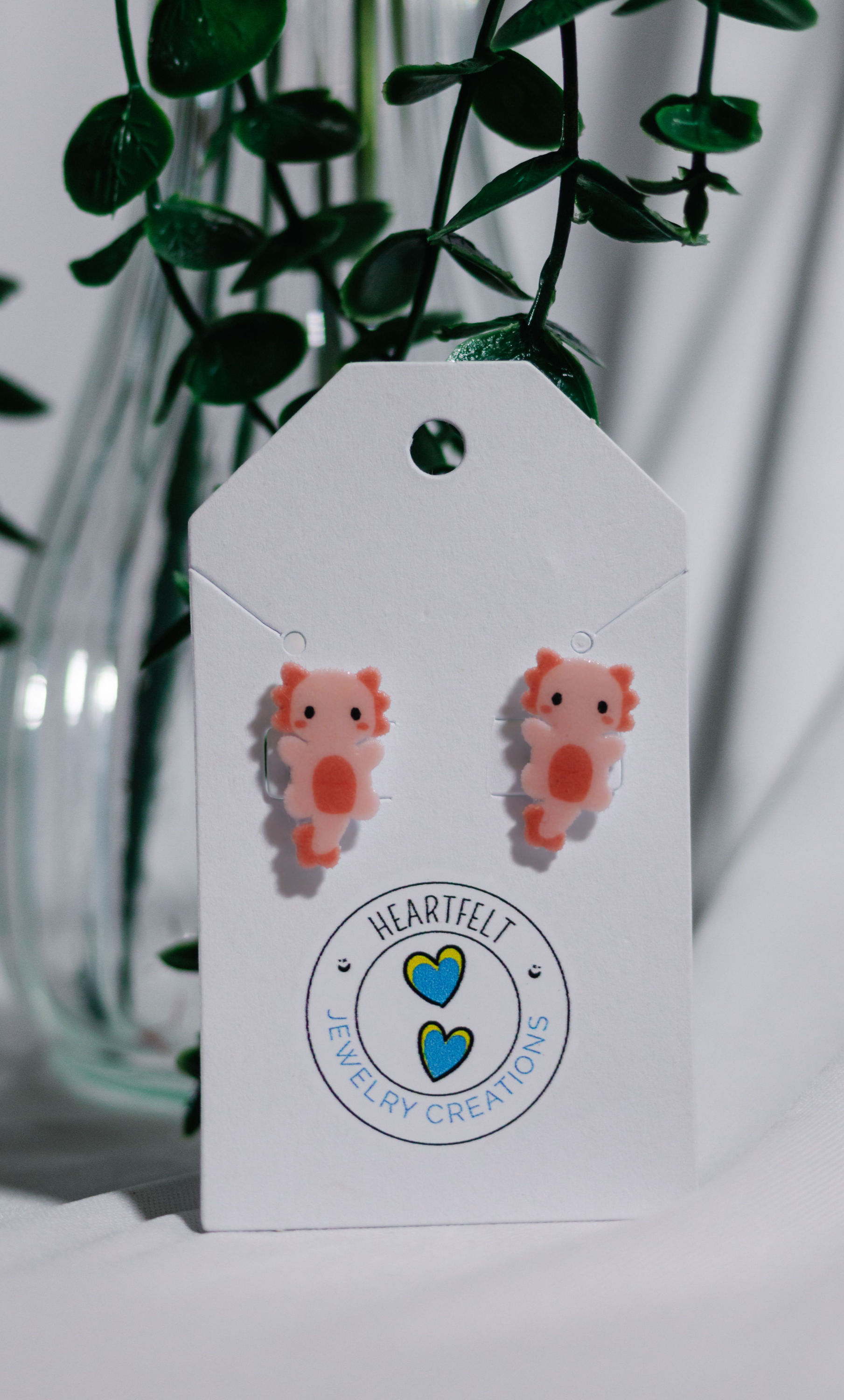 Pink Axolotle Stud Earring