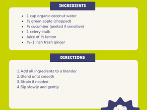 a pink checkerbox with green box with the recipe steps