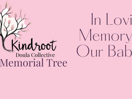 Kindroot Doula Collective logo on pink background