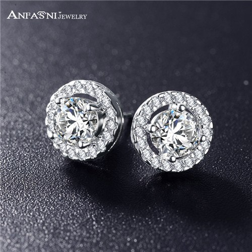 ANFASNI Hot Sale Romantic Jewelry Stud Earrings For Wedding Elegant Silver