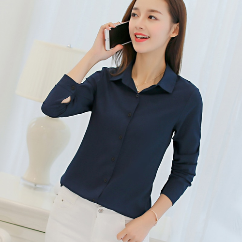 Thumbnail: BIBOYAMALL White Blouse Women Chiffon Office Career Shirts Tops 2017 Fashion