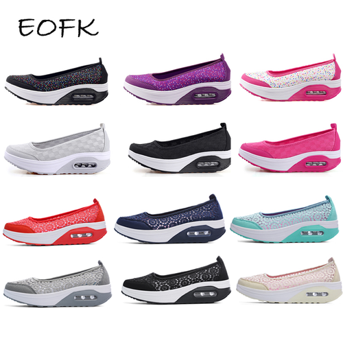 Thumbnail: EOFK Summer Women Flat Platform Shoes Woman Casual Air Mesh Breathable Shoes