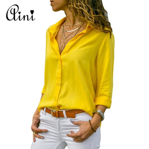 Plus Size Women Tops and Blouses 2018 Autumn Elegant Long Sleeve Solid V-neck