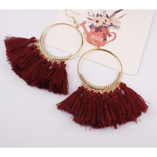 Thumbnail: LZHLQ Tassel Earrings For Women Ethnic Big Drop Earrings Bohemia Fashion Jewelry