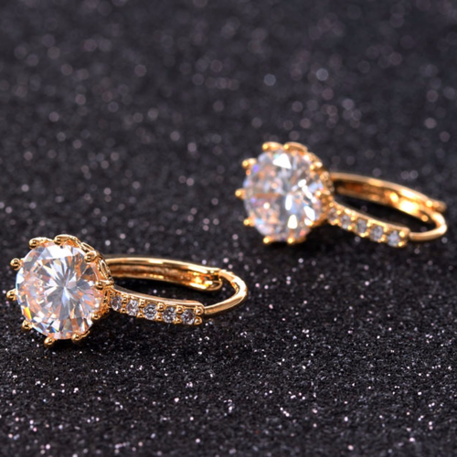 Thumbnail: 2018 Luxury Ear Stud Earrings For Women 12 Colors Round With Cubic Zircon