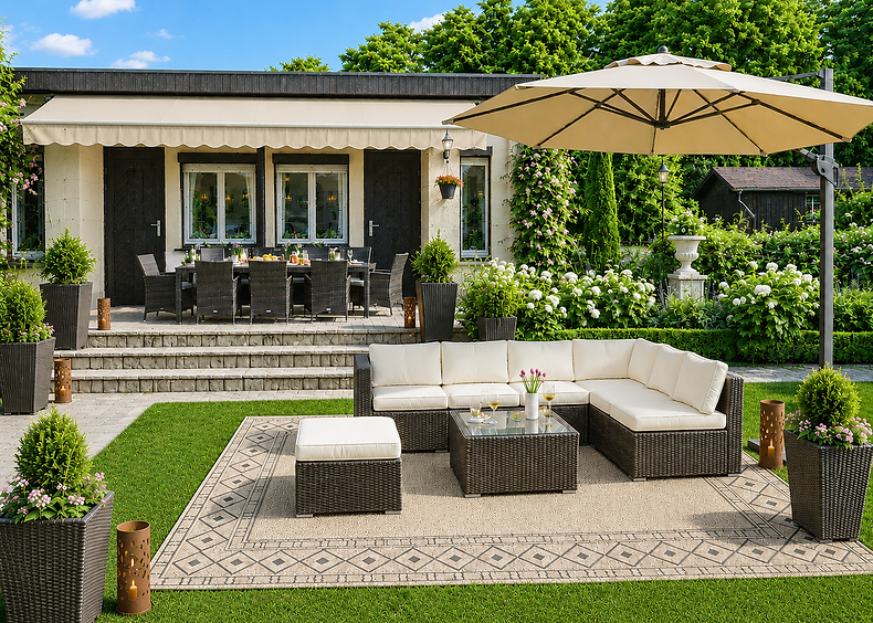 Eleganter Außenbereich mit Garten und Terrasse.png