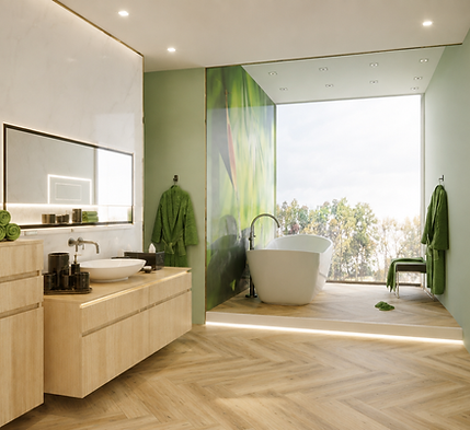 Modernes Badezimmer im grünen Minimalismus.png