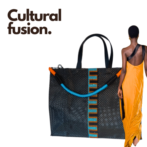 Tote bag en tissu recyclé avec motif ethnique arabesque coloré, un choix écologique et stylé pour vos courses en toute élégance.