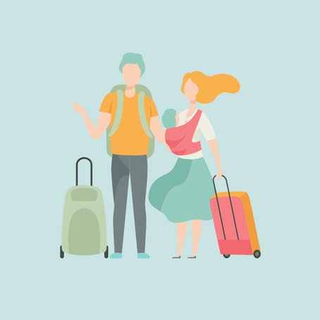 Family traveling with newborn