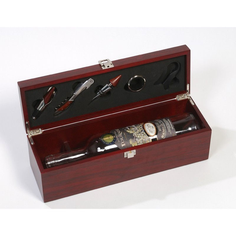 Thumbnail: WOODEN GIFT BOX FOR 1 BOTTLE WITH 5 ACCESSORIES