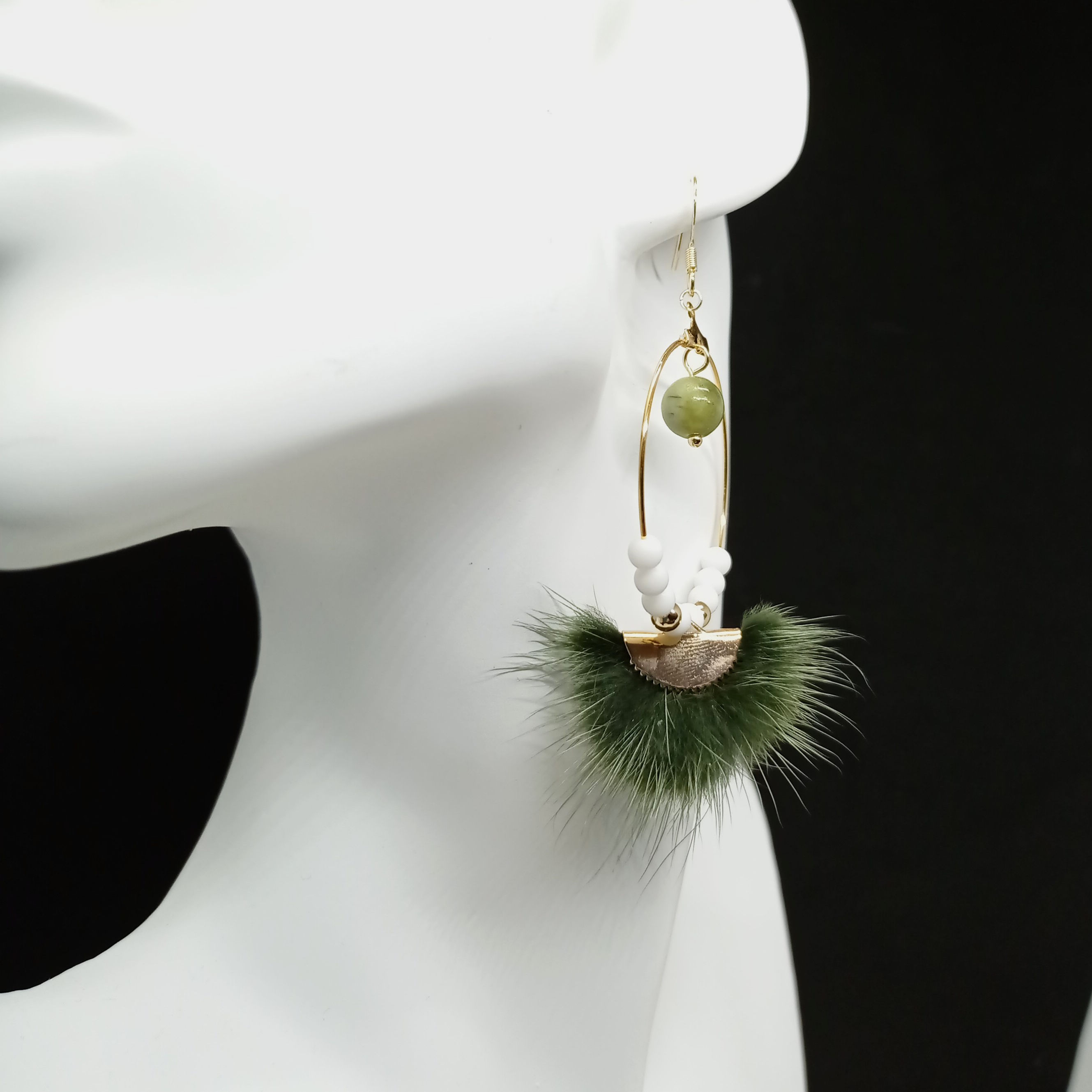 Boucles d'oreilles pendantes jade