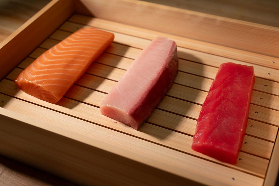 tuna yellowtail salmon sushi and sashimi