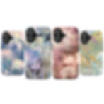 A collection of four phone cases displaying an aesthetic oil painting phone case lineup featuring impressionist florals, ethe