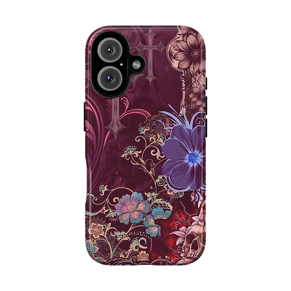 Thumbnail: Red gothic floral phone case with ornate flowers and dark vintage artwork