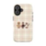 Cute Teddy Bear Plaid Phone Case – Beige Checkered Design
