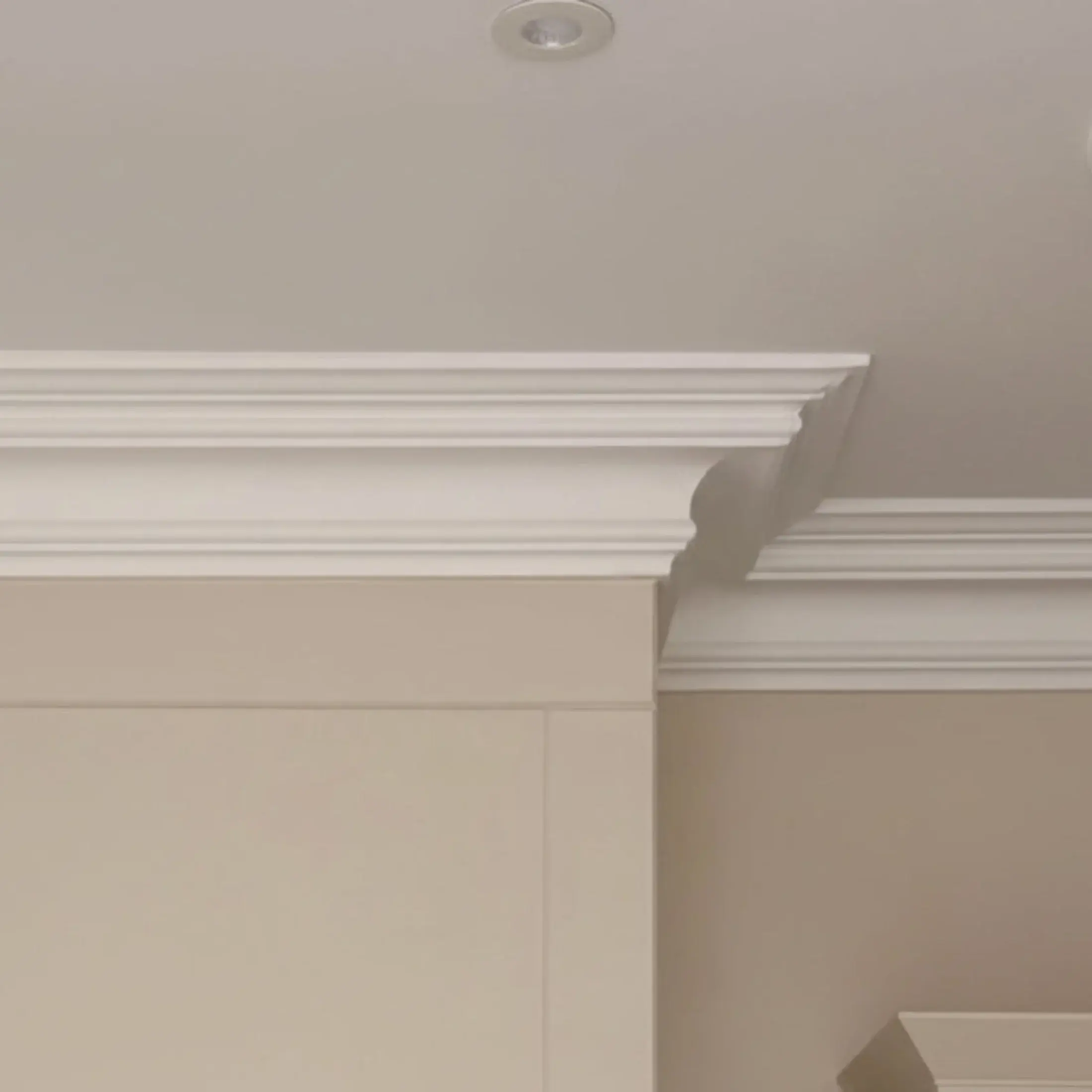130mm Swan Neck Plaster Cornice installed on a ceiling corner