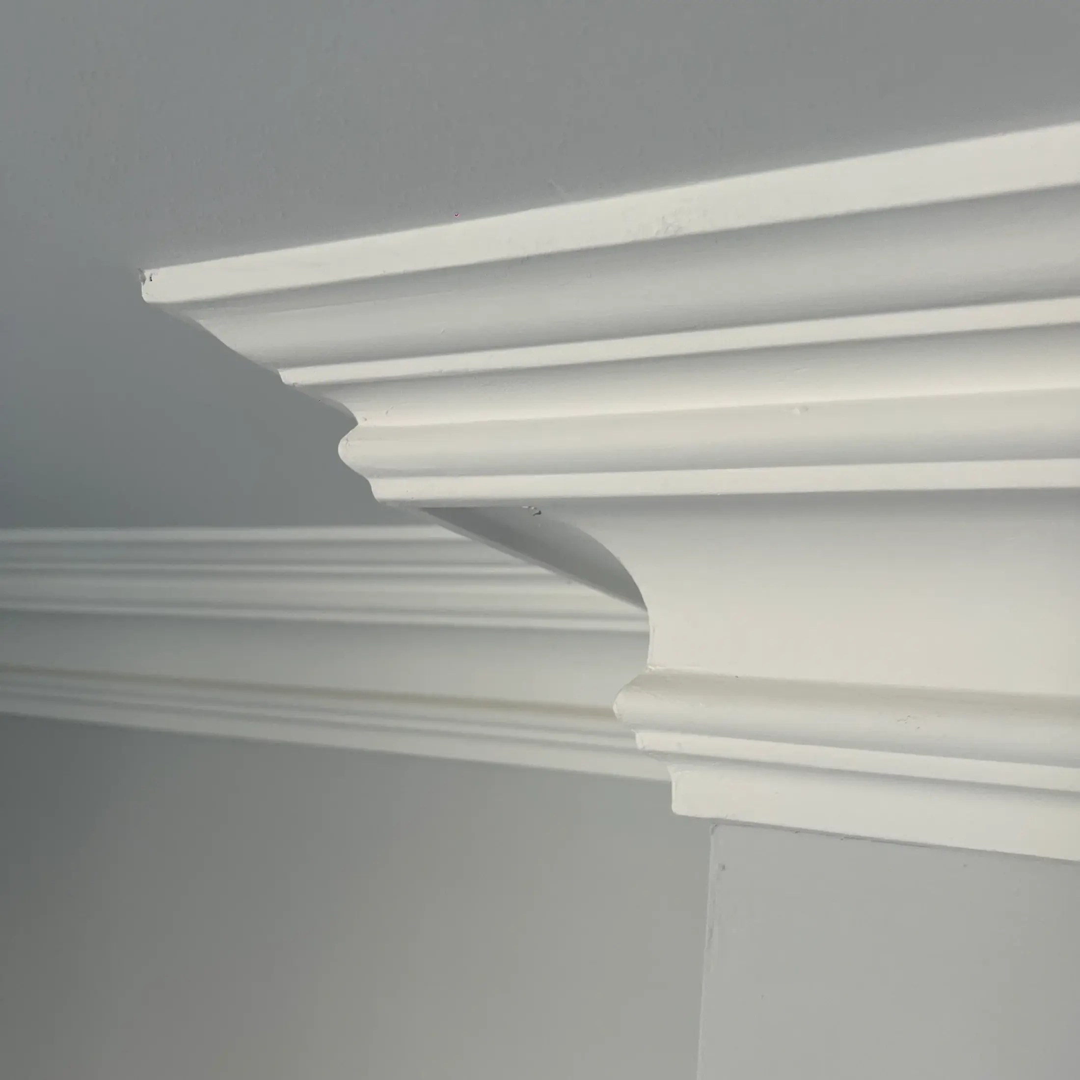 Swan Neck Plaster Coving installed on a ceiling corner