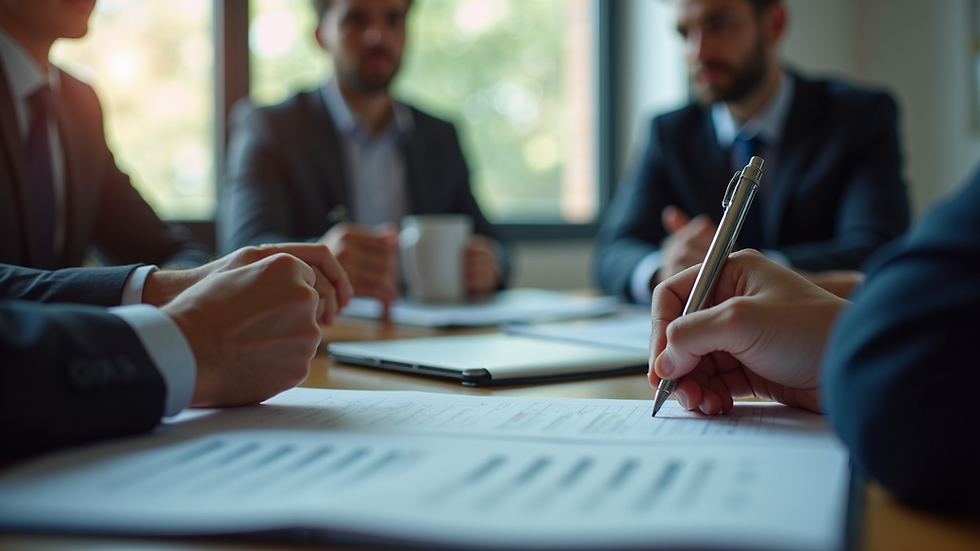Close-up view of a business meeting discussing digital marketing strategies