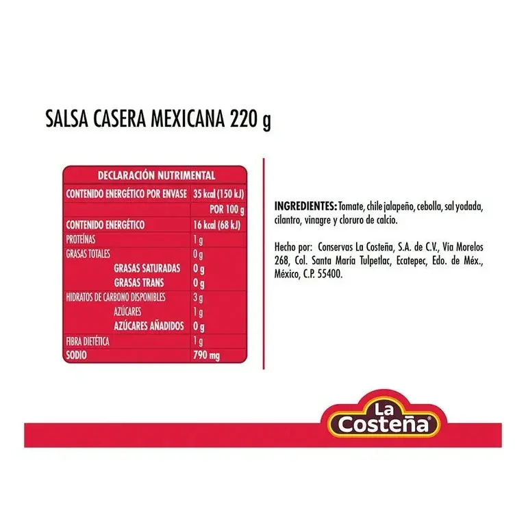 Miniatura: Salsa Mexicana Roja 220 g. La Costeña