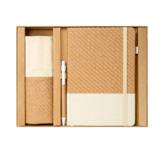 Regalo corporativo Kit Bioset con bolsa de algodón y libreta personalizada